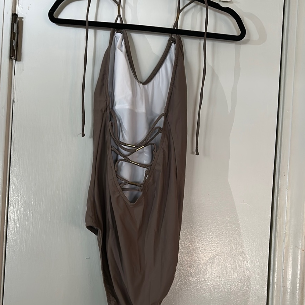 VENUS Taupe Swimsuit with Thin Straps - Picture 3 of 5